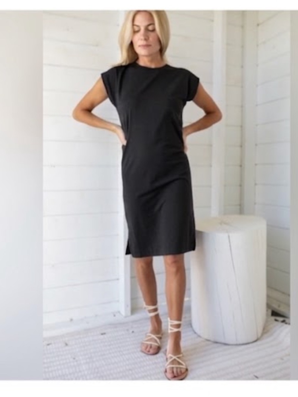 Marea by Liz Joy Black Soft Tee Midi T-shirt Dress Small